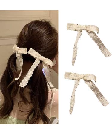 Limtula 1pc/1pair Bowknot Hair Clip Elegant Long Lace Bowknot Spring Hair Clip for Girl Photography Ponytail Styling Tiaras - Buy Online on GoSupps.com