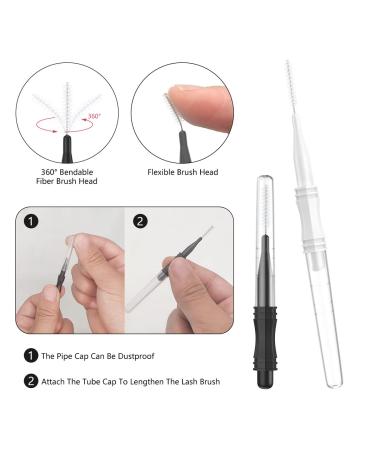 20 Pcs Micro Eyebrow Brush Set with Cap - Multifunctional Spoolie Lash Mascara Brush for Eyebrow Lamination, Extensions, and Brow Cleaning - White Black - Buy Online on GoSupps.com