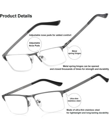 EYECEDAR 5-Pack Reading Glasses for Men Metal Gunmetal Half Frame Spring Hinges Eyeglasses Readers 1.00 Gunmetal 1.0 x - Buy Online on GoSupps.com