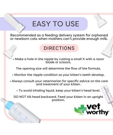Vet Worthy Canine Nursing Kit - 7-Piece Set for Orphaned Puppies - Feeding Bottle, Milk Bottle Brush, 5 Nipples Included - Pet Feeding Support - Buy Online on GoSupps.com