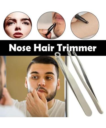 Stainless Steel Nose Hair Tweezers - Precision Ring Trimmer for Facial Hair Eyebrows & Nose Care - Buy Online on GoSupps.com