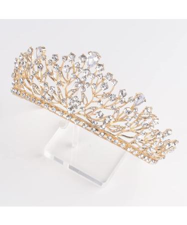 Didder Crystal Tiara - Gold Princess Crown for Women & Girls | Rhinestone Bridal Hair Accessories for Wedding, Prom & Parties - Buy Online on GoSupps.com
