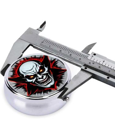 Red and Black Evil Ghost Round Pill Box | 3 Compartment Travel Organizer | Portable Pill Box for Traveling - Buy Online on GoSupps.com