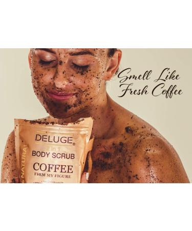 Deluge Coffee Scrub for Cellulite and Stretch Marks - Hydrating Treatment with Shea Butter, Coconut Oil, and Dead Sea Salt - Firms, Tones, and Moisturizes Skin - 10 oz - Buy Online on GoSupps.com