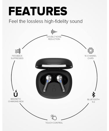 Coniler Rechargeable Bluetooth Hearing Aids | Noise Cancelling | Pitch Elimination | 16 Channel Digital Amplifier with Portable Charging Case - Black - Buy Online on GoSupps.com