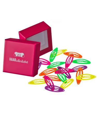 HAARallerliebst hair clips (20 pieces | neon | 3.7 cm) including box for storage (box color: pink) - Buy Online on GoSupps.com