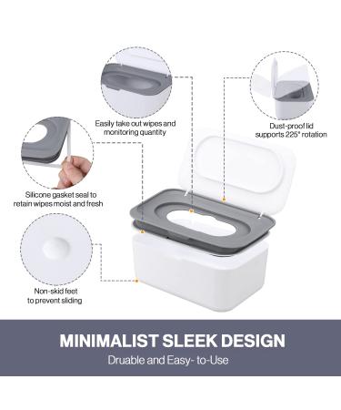 Juprodis 2 Pack Wipes Dispenser - Baby & Adult Holder - Flushable Container - Easy Open/Close - Non-Slip Travel Case - Grey - Buy Online on GoSupps.com