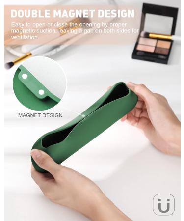 Corneria Large Magnetic Makeup Brush Holder - Portable Organizer & Storage Box in Green | Soft & Slim Travel Brush Bag - Buy Online on GoSupps.com