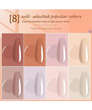 Arousar Nude Pink Gel Polish Starter Kit - 8 Colors | All Seasons Neutral Brown Soak Off Set | Quick Dry Nail Lamp | DIY Manicure Art at Home - Buy Online on GoSupps.com