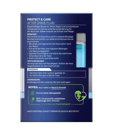 Nivea Men Protect & Care After Shave Fluid 100ml - Calming After Shave Aloe Vera & Vitamin B5 Skin Care - Buy Online on GoSupps.com