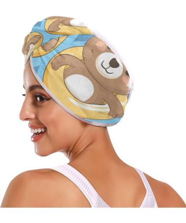 Bear Swimming Mushroom Hair Towel 2 Pack - Super Absorbent Quick Dry Hair Turbans for Women & Girls - Buy Online on GoSupps.com