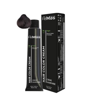 Femmas FemMas Black Brown Hair Colour 2.0 Professional Cream with Argan Keratin and Ceramide Oil for Permanent Hair Colour for Long Lasting Vibrant Colour Results