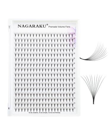 Nagaraku Volume eyelash extension prefabricated compartments 320pcs narrow stem slightly tight premade fans eyelash extensions artificial eyelashes 16 rows (10d 0.07mm starch 9mm) 9mm 10d-07-D curl