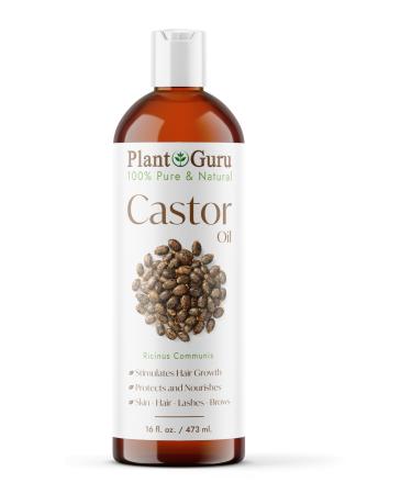Castor Oil 16 fl. oz. Unrefined 100% Pure Natural Hexane-Free USP Grade Hair Growth Eyebrows and Eyelashes. Skin Face and Body Moisturizer.