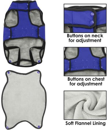 Slowton Winter Dog Jacket - Soft Flannel Waterproof & Windproof Coat with Adjustable Size | Warm XXL Blue | Reflective Stripes - Buy Online on GoSupps.com