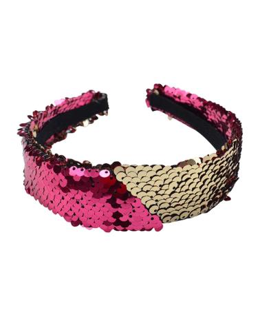 NUOBESTY Reversible Sequin Headband Color Changing Flip Sequin Hair Band Glitter Sparkly Headband Magic Alice Hair Accessories for Girls Teens Kids Women (Red and Gold)