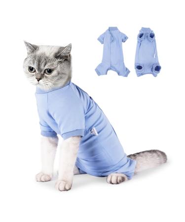 Lollanda Katzenbody after op castration cat cats suitical for recovery suit cat relaxation suit for cats operation surgical recovery suit for cats abdominal wounds (blue S) Blue XS
