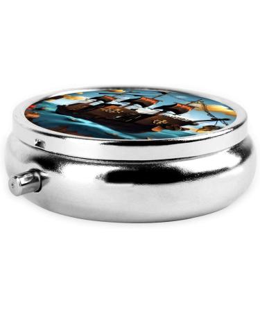 Cartoon Pirate Ship Pill Box - 3 Compartment Portable Organizer for Travel & Purse - Buy Online on GoSupps.com