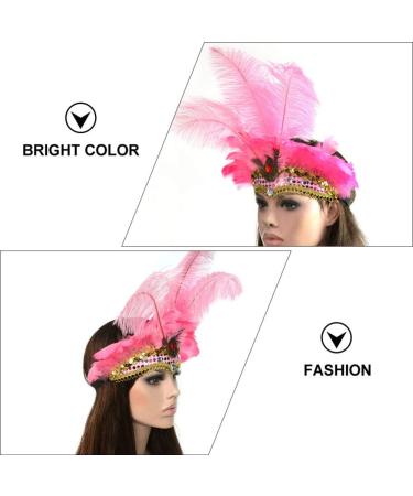 Minkissy Carnival Feather Headpiece Vintage Feather Headband Showgirl Headband Carnival Headband Fascinator Headdress for Masquerade Costume Party Pink - Buy Online on GoSupps.com