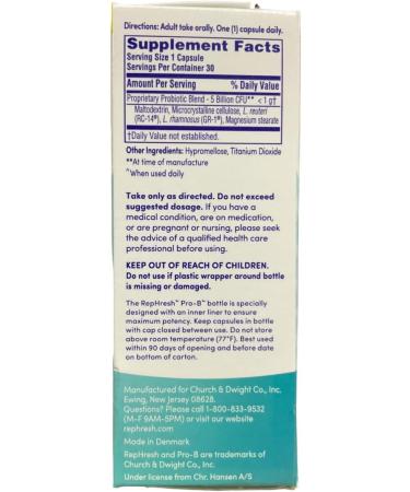 Rephresh Pro-B Probiotic Feminine Supplement Capsules - 30 Ea (Pack of 2) | International Shipping Available - Buy Online on GoSupps.com