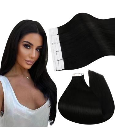 Ugeat tape in extensions real hair 55cm hair extension real hair tapes natural black invisible tape extensions real hair seamless remy extensions tape 20 pieces 50g 55 cm #1b