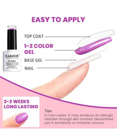 RARJSM Holographic Gel Nail Polish Set - Summer Glitter Colors Kit for Salon & Home Manicure - Rose Gold, Hot Pink, Red, Violet, Purple - 6PCS 7.5ML - Buy Online on GoSupps.com