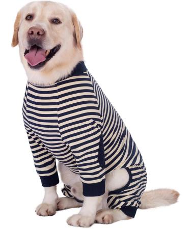 Large Dog Clothes Dog Pajamas Jumpsuit Flexible Breathable Zipper Soft Cotton Striped Dog Jumpsuit Costume Apparel for Medium Dogs Large Dogs (7-Back length-55cm Black) 7--Back length--55cm Black - Buy Online on GoSupps.com
