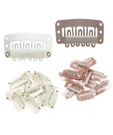 100 Pieces Wig Clips - Light Brown & Cream Tress Clips for Wigs & Hats | Durable U-Shape Metal Snap-Clip Fasteners - Buy Online on GoSupps.com