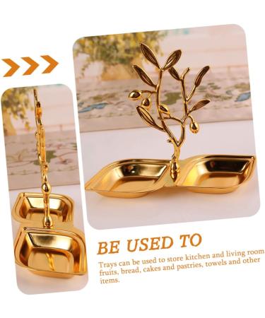 Alipis Container Snack Fruit Dessert Dried Metal Two-Grid Ktv Snacks Storage Tray Household Plate re-usable 19.5X15.5CM Golden - Buy Online on GoSupps.com