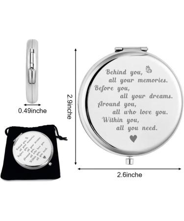 KUKEYIEE Engraved Travel Makeup Mirror - Compact Silver Cosmetic Mirror Gift for Women - Buy Online on GoSupps.com