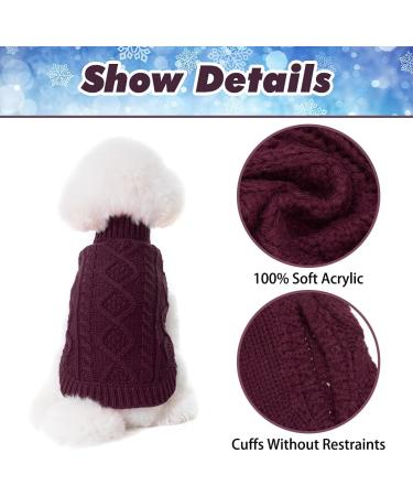 Bingpet Turtleneck Knitted Sweater for Dogs & Cats - Classic Braid Pattern Warm Winter Coat Small Violet 1 Pack - Buy Online on GoSupps.com
