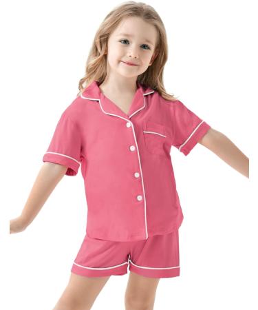 SWOMOG Unisex Kids Modal Pyjamas Set | Button-Down Short Sleeve PJs | Coral | 12-13 Years - Buy Online on GoSupps.com
