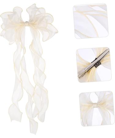 FRCOLOR 1pc Hairpin Hair Bow Headpieces Three- Layer Bow Hair Clip Korean Bridal Headpieces for Wedding Lace Ponytail Holder Bowknot Ribbon for Bows Bride Fabric Fashion Headband 48X19X1CM Beige - Buy Online on GoSupps.com