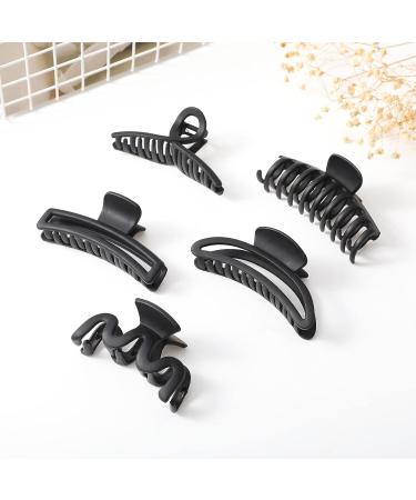 5PCS Large Claw Hair Clips for Thick Hair | Matte Black Big Banana Hair Clips for Women - Non-slip Strong Hold - Buy Online on GoSupps.com