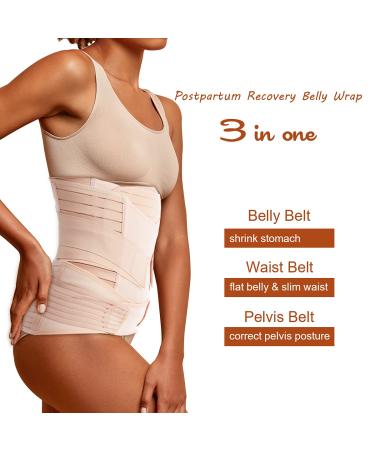 Aigori 3 in 1 Postpartum Belly Wrap- C Section Belt for Postnatal Recovery - XL Beige - Buy Online on GoSupps.com
