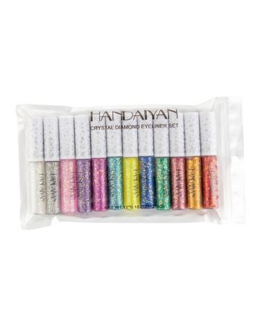Healvian 12pcs Glitter Eye Shadow Liquid Eyeliner Eyeshadow Shinny Eyeliner Glitter Eyeliner