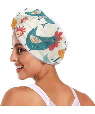 Colorful Cute Chicken Hair Towels 2 Pack - Super Absorbent Quick Dry Hair Turbans for Women & Girls - Buy Online on GoSupps.com