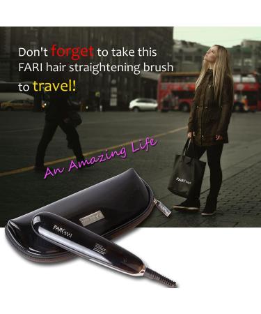 Hair Straightening Brush & Dual Voltage Flat Iron - Travel Hot Comb with Pouch | Perfect for International Shipping - Buy Online on GoSupps.com