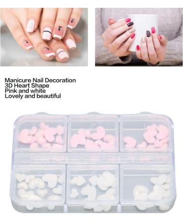 3D Heart Nail Decoration Multiple Sizes Pink and White Resin Manicure Nail Accessories - Buy Online on GoSupps.com