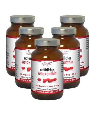 Silver tau Astaxanthin softgels 5 x 60 capsules 4mg Pure natural astaxanthin Microalge haematococcus pluvialis Strong antioxidant effect Vitamin E