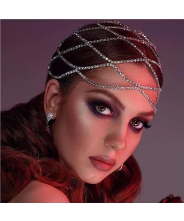 Women's Crytsal Head Chain Silver Cap Headpieces  1920s Party Rhinestone Flapper Hairpieces Jewelry Gatsby Hair Accessories H007