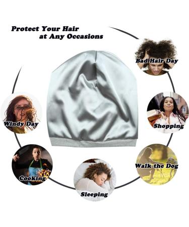 Breathable Blue White Elastic Sleep Caps with Satin Lining for Frizzy Hair - International Shipping Available - Buy Online on GoSupps.com