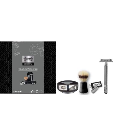 Wilkinson Sword Classic Gift Set Premium Vintage Edition with Men's Shaving Soap Shaving Brush 5 Blades 408 g