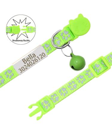Senristar Personalized Reflective Cat Collar 2-Pack | Custom Breakaway Collars with Name Tag & Bell | Anti-Loss Design for Cats (20-28 cm) - YG Green - Buy Online on GoSupps.com