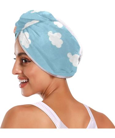 Cows White Clouds Hair Towel 2 Pack | Super Absorbent Quick Dry Hair Turbans for Women & Girls - Buy Online on GoSupps.com