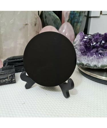 Ornament Black Crystal Mirror with Holder Natural Obsidian Quartz Stone Circular Slice Slab Coaster (Size : 15cm) - Buy Online on GoSupps.com