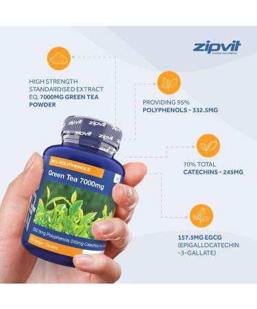 Green Tea Extract 7000mg - 95% Polyphenols - 90 Vegan Tablets - 3 Months Supply - Buy Online on GoSupps.com