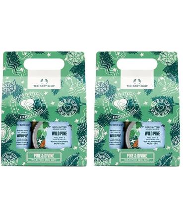 The Body Shop Pine & Divine Wild Pine Mini Gift Set Invigorating Pine Scented Holiday Skincare Kit Vegan 3 Items (Pack of 2) Wild Pine Pack of 2