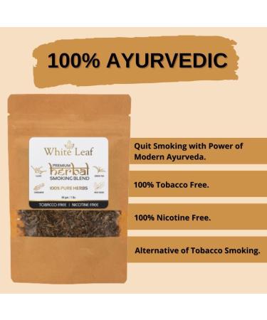 White Leaf 100% Natural Flavour Herbal Smoking Blend 1oz - Tobacco & Nicotine Free with Wooden Royal Black Pipe - Buy Online on GoSupps.com