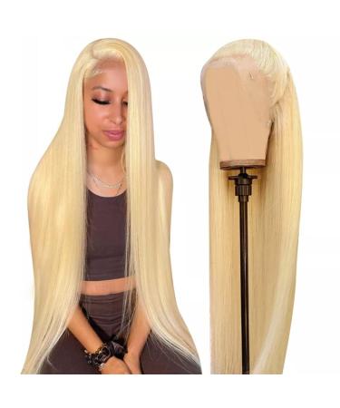 36Inch 613 Blonde Lace Front Wig Human Hair 13x4 Lace Frontal Straight Wig Human Hair Pre Plucked with Baby Hair 150% Density Wigs for Woman with Natural Line 36 Inch 13x4 Straight Lace Front Wig 613 Blonde